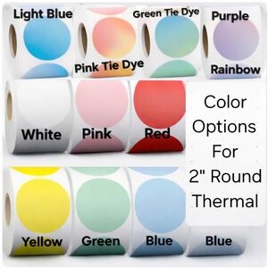 BUY NOW! 100 Thermal Stickers Available in Different Colors  2"Round QRCODE